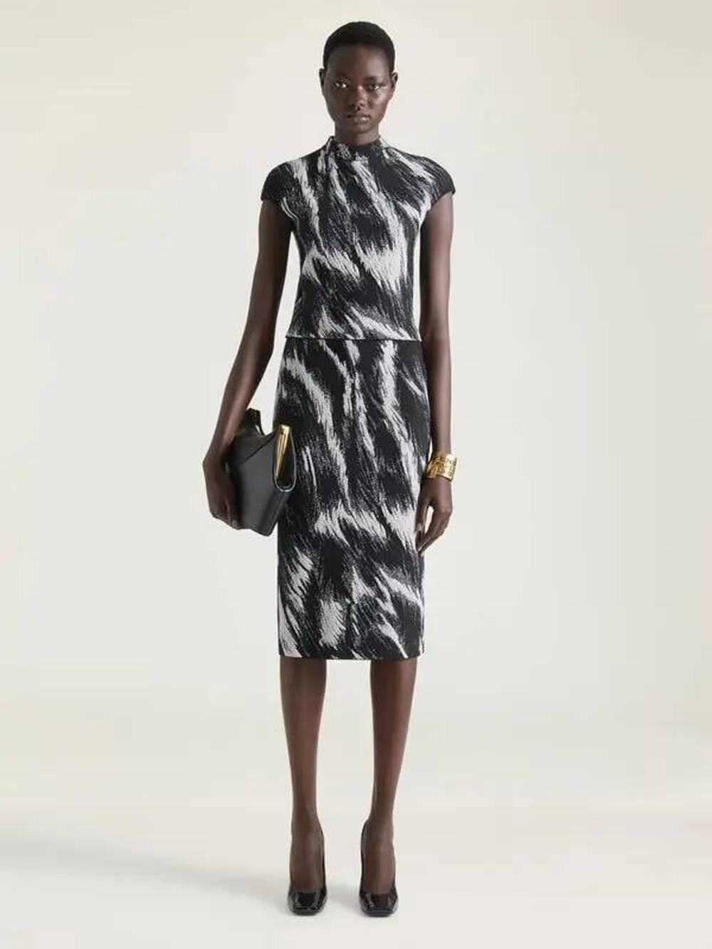 Givenchy Pencil Midi SKIRT in Grey Mix Jacquard M